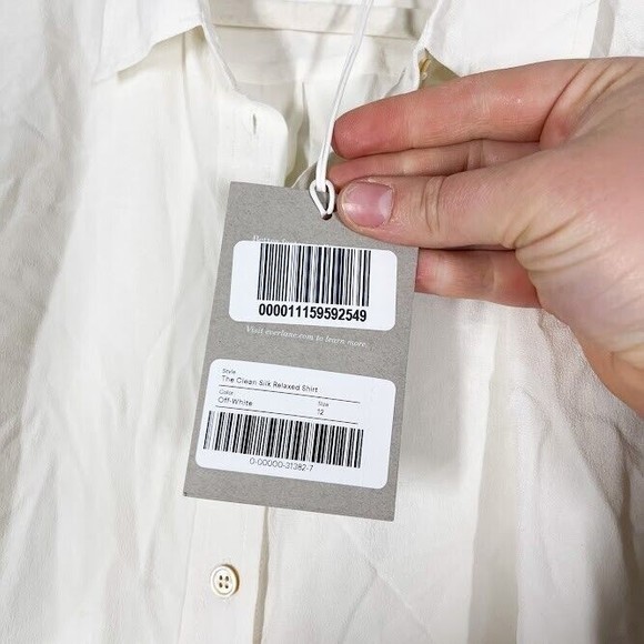 Everlane The Clean Silk Relaxed Shirt Womens Button Down Blouse Off White 12 NWT - Picture 8 of 10